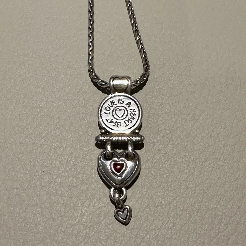 Brighton Love is a Heart Beat Silver and Red Heart Necklace - Picture 2 of 5